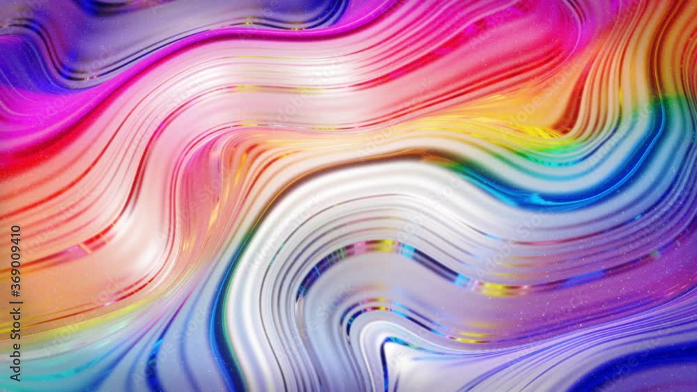 Poster looped abstract background. beautiful iridescent wavy surface of liquid with pattern, gradient color