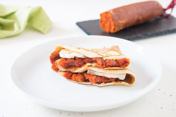 crepe sobrasada and cheese  front view