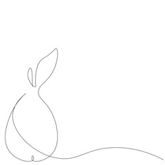 Pear fruit silhouette line drawing. Vector illustration