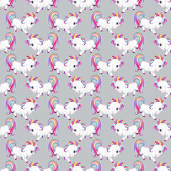 Watercolor  Seamless Pattern with unicorns