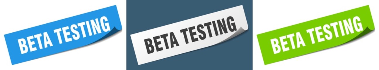 beta testing paper peeler sign set. beta testing sticker