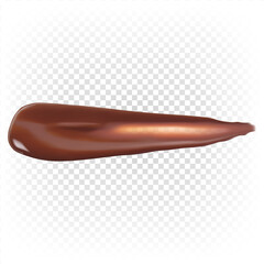 Chocolate smear, liquid melted chocolate, ganache, sauce, stain, decorative element in top view. Vector 3d realistic illustration.