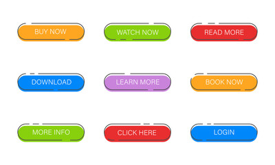 Obraz premium Set of buttons for web site or app. Different options on a buttons. Linear colorful elements.