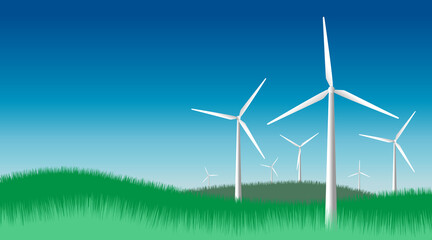 Fototapeta premium wind turbine farm alternative energy renewable green field 