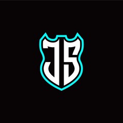 J S initial logo design with shield shape