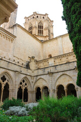 Fototapeta na wymiar The dome of simborio the Gothic tower of the monastery of Poblet (cat. Reial Monestir de Santa Maria de Poblet).Vimbodi-and Poblet. Spain.