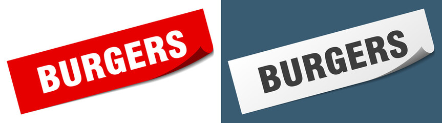 burgers paper peeler sign set. burgers sticker