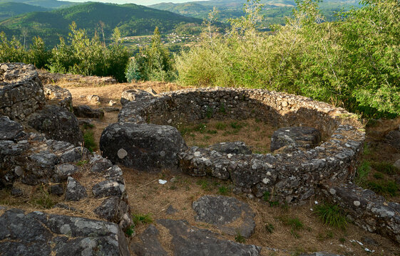 pre-roman stone constructions where the Celts lived surrounded by vegetation