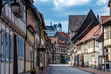 Germany, Stolberg. The historic town in Saxony-Anhalt is famous for its half timbered houses
