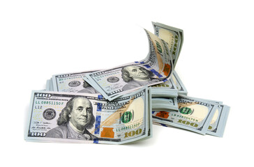 American dollars isolated on a white