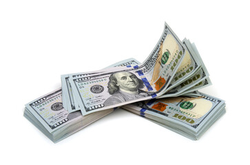 dollar banknotes on white background