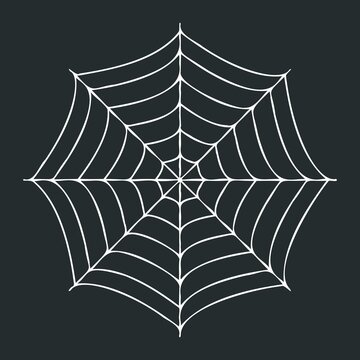Creepy spider web on black background. Vector halloween illustration.
