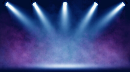  Spotlights illuminating empty stage