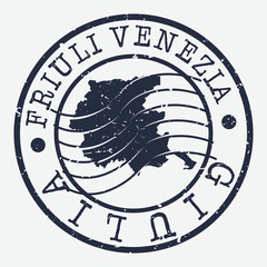 Friuli Venezia Giulia Italy Stamp Postal. Map Silhouette Seal. Passport Round Design. Vector Icon. Design Retro Travel.