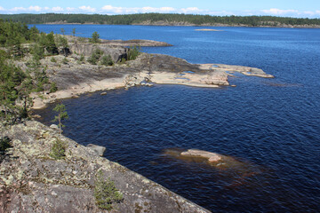 rocky shore of lake Ladoga, Russia, Karelia