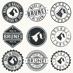 Brunei Travel Stamp Made In Product Stamp Logo Icon Symbol Design Insignia.