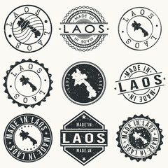 Fototapeta premium Laos Travel Stamp Made In Product Stamp Logo Icon Symbol Design Insignia.