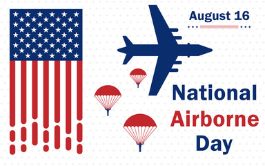 National Airborne Day celebrated annually on 16 August. Congratulatory poster background, all elements are isolated and editable. - Powered by Adobe