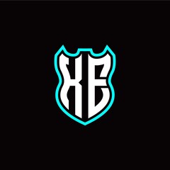 K E initial logo design with shield shape