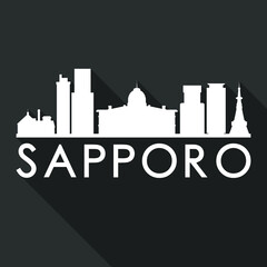 Fototapeta premium Sapporo Flat Icon Skyline Silhouette Design City Vector Art Famous Buildings.