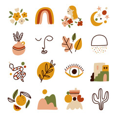 Little modern style illustrations collection, vector set