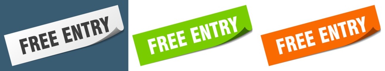 free entry paper peeler sign set. free entry sticker - obrazy, fototapety, plakaty
