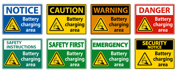 Battery charging area Sign on white background