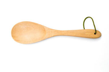 Wooden ladle isolate on white background, natural wood product, kitchen tool