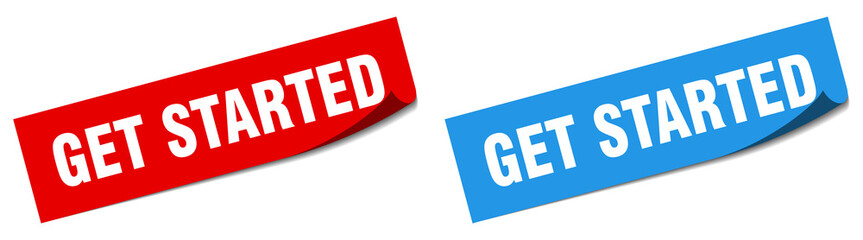 get started paper peeler sign set. get started sticker