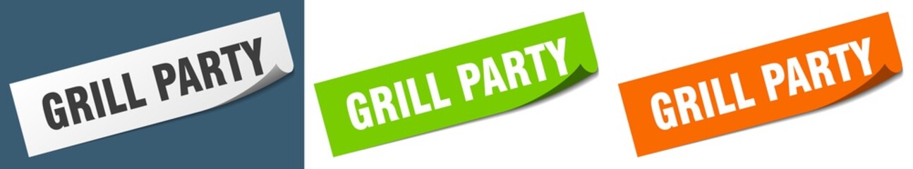 grill party paper peeler sign set. grill party sticker