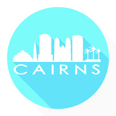 Cairns Australia Flat Icon Skyline Silhouette Design City Vector Art Round.