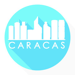 Caracas, Capital District, Venezuela Flat Icon. Skyline Silhouette Design. City Vector Art Famous Buildings.