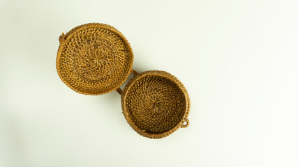 Miniature cane handmade box for gift or decoration isolated on white background 