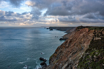 Fototapeta na wymiar Cliffs near Porthreath in Cornwall in England