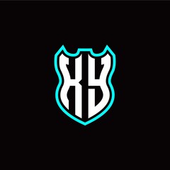 Obraz premium K Y initial logo design with shield shape