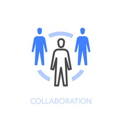 Collaboration symbol with a group of people on a work cycle. Easy to use for your website or presentation.