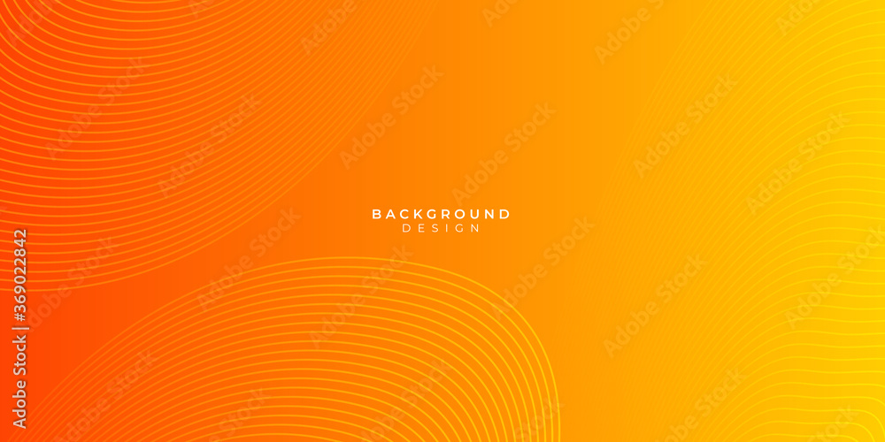 Wall mural orange abstract geometric background with curve wave lines