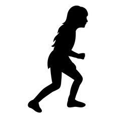 vector, isolated black silhouette child girl playing
