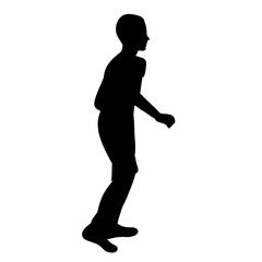 Fototapeta na wymiar isolated black silhouette child boy playing