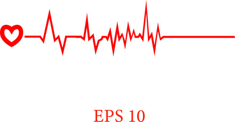 Heart and heartbeat symbol on reflective surface , Heart pulse, one line. Love heart beat. heart rhythm set, Electrocardiogram, ECG - EKG signal, Heart Beat pulse line concept design. 