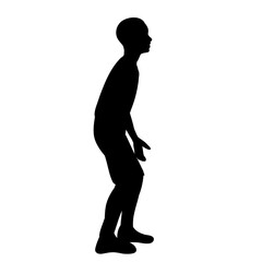 vector isolated black silhouette child boy on white background