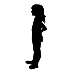 vector isolated black silhouette child girl on a white background