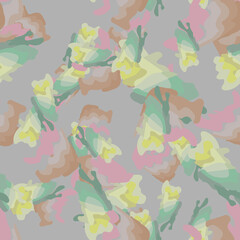 UFO camouflage of various shades of green, brown, pink and grey colors