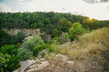 Fototapeta na wymiar canyon with a river among the fields
