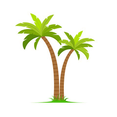 Obraz premium Palm tree vector island coconut cartoon icon. Palmtree island desert isolated tropical icon