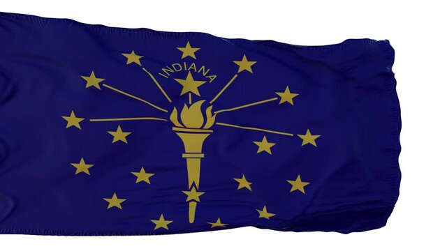 Indiana Flag Isolated Realistic Animation. Seamless Loop, 4K