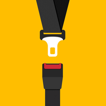 Car safety belt. Seatbelt safe buckle icon isolated. Security strap fasten accident insurance
