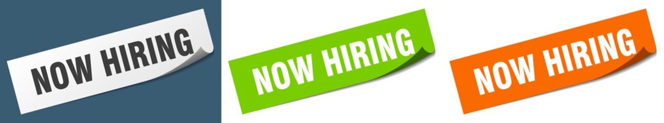 now hiring paper peeler sign set. now hiring sticker
