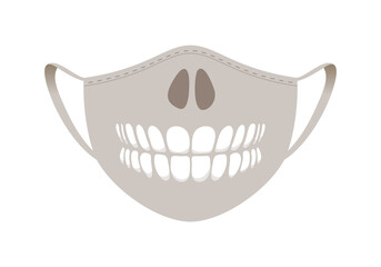 Halloween mask - covid-19 medical mask with funny design - skull nose and teeth.