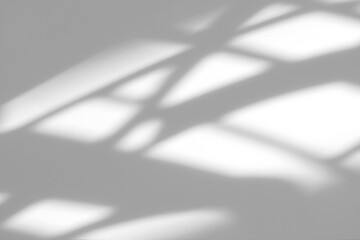 Overlay effect for photo and mockups. Organic drop diagonal shadow of art deco stained glass window on a white wall.